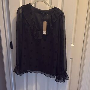 NWT Long Sleeve Drssy Black Top by DO+BE. SMALL